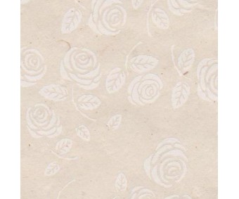 Nepaali paber MUSTRIGA 50x75cm - roosid, valge